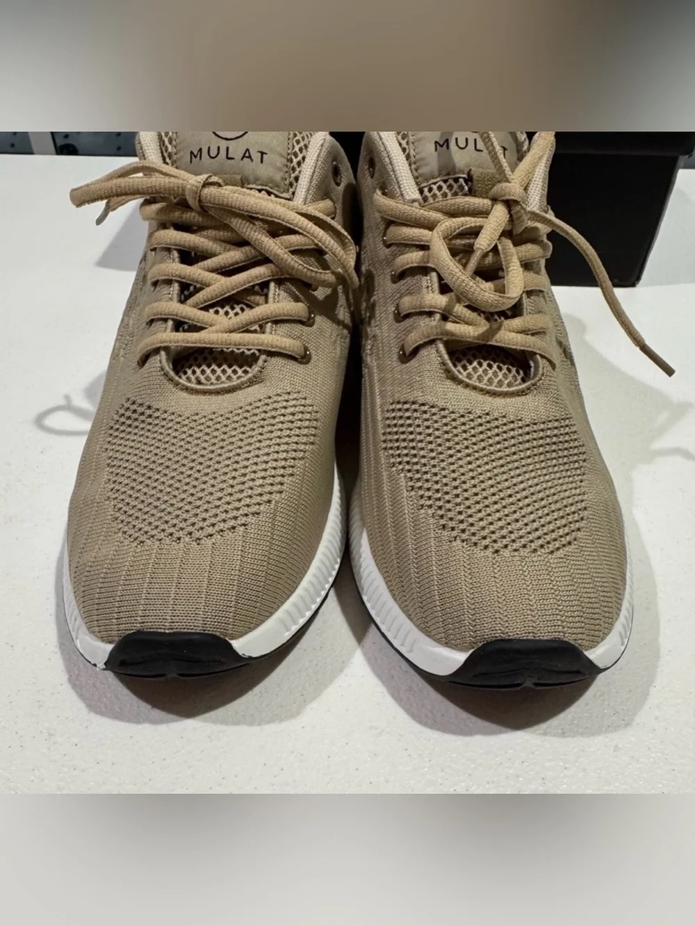 Men’s Beige Elevator Sneakers 2.4” Height Increase Size 45